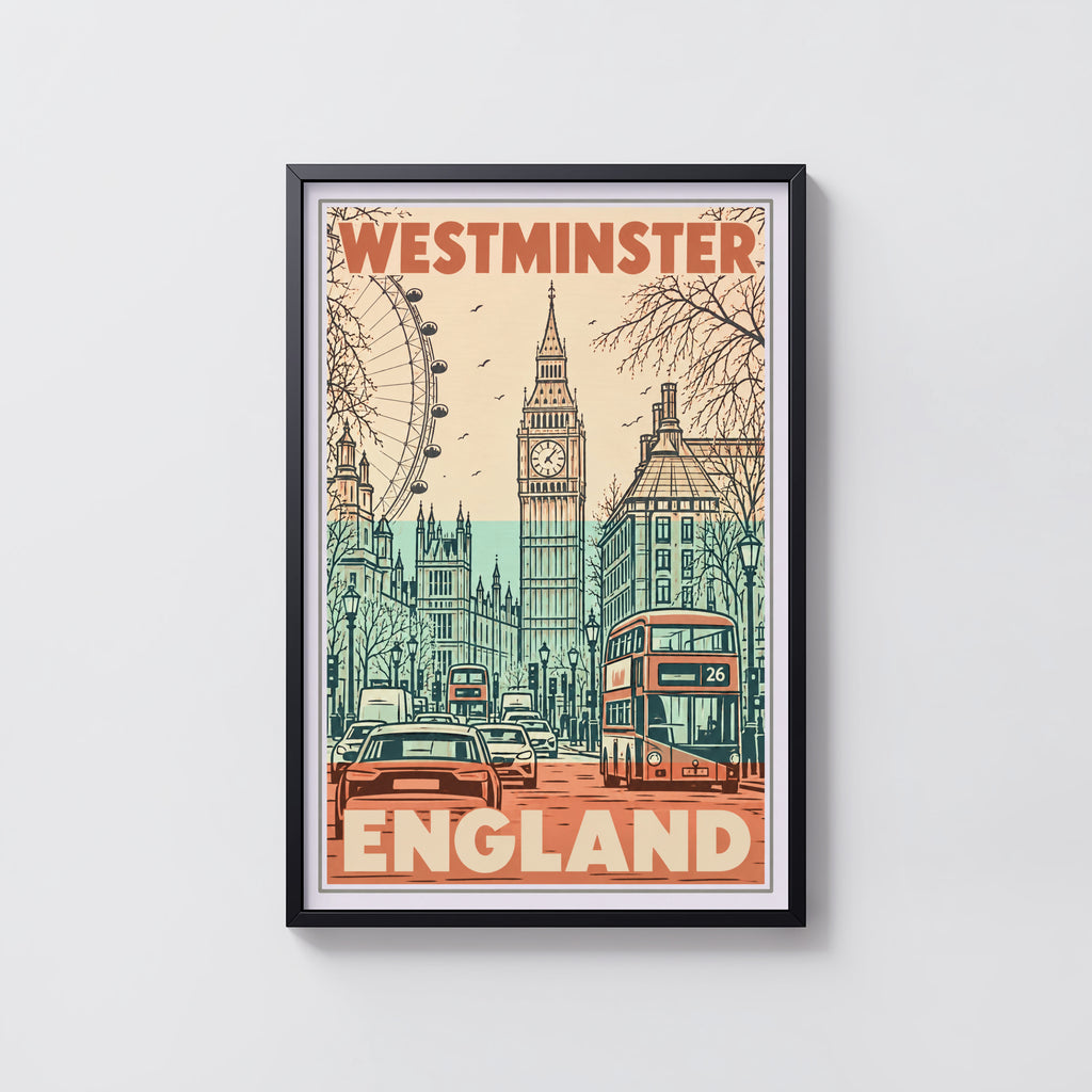 Vintage Westminster London Poster, England Wall Art, Print