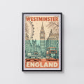 Vintage Westminster London Poster, England Wall Art, Print