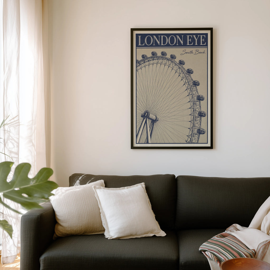 Vintage London Eye Poster, South Bank Wall Art, Print