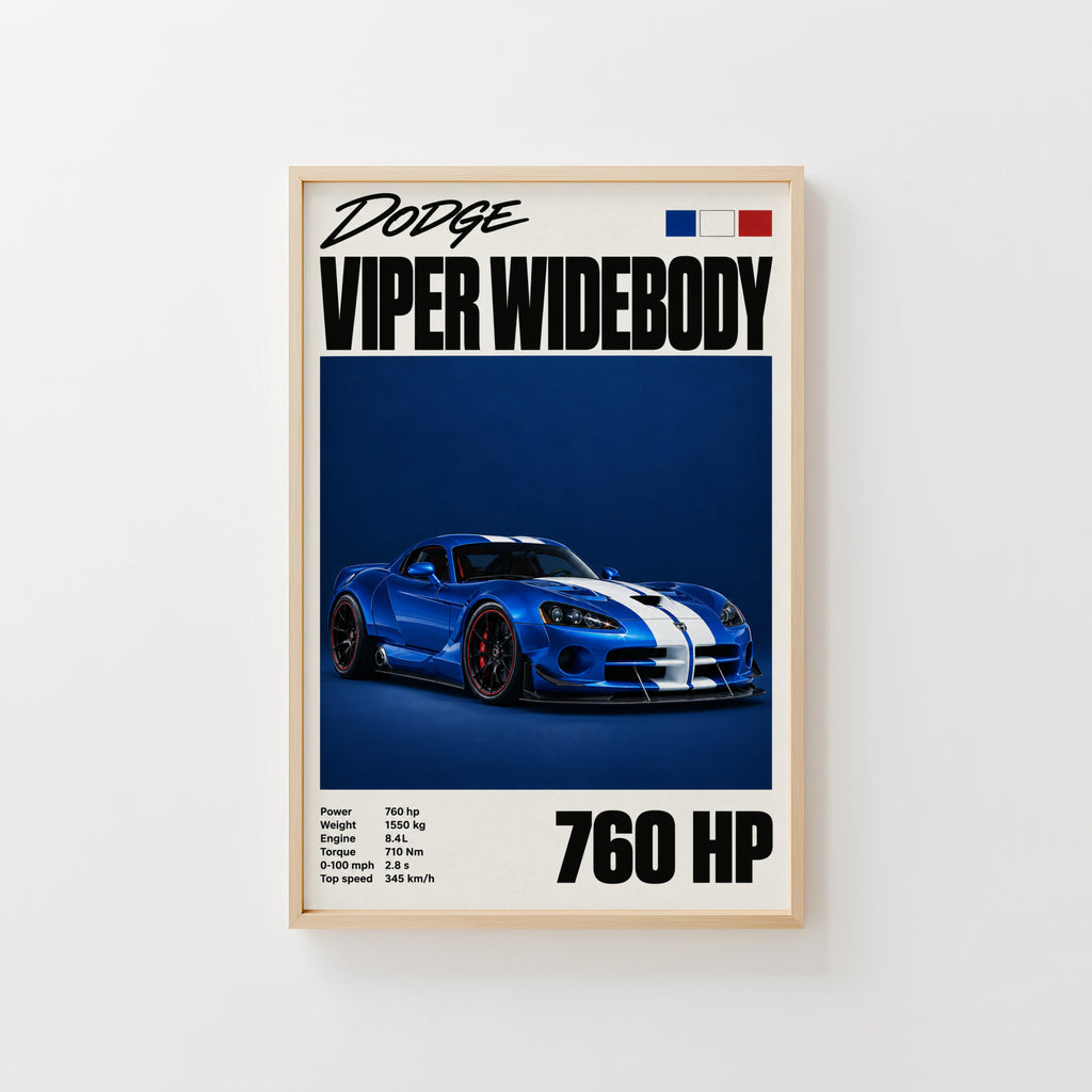 Vintage Dodge Viper Print, Car Wall Art