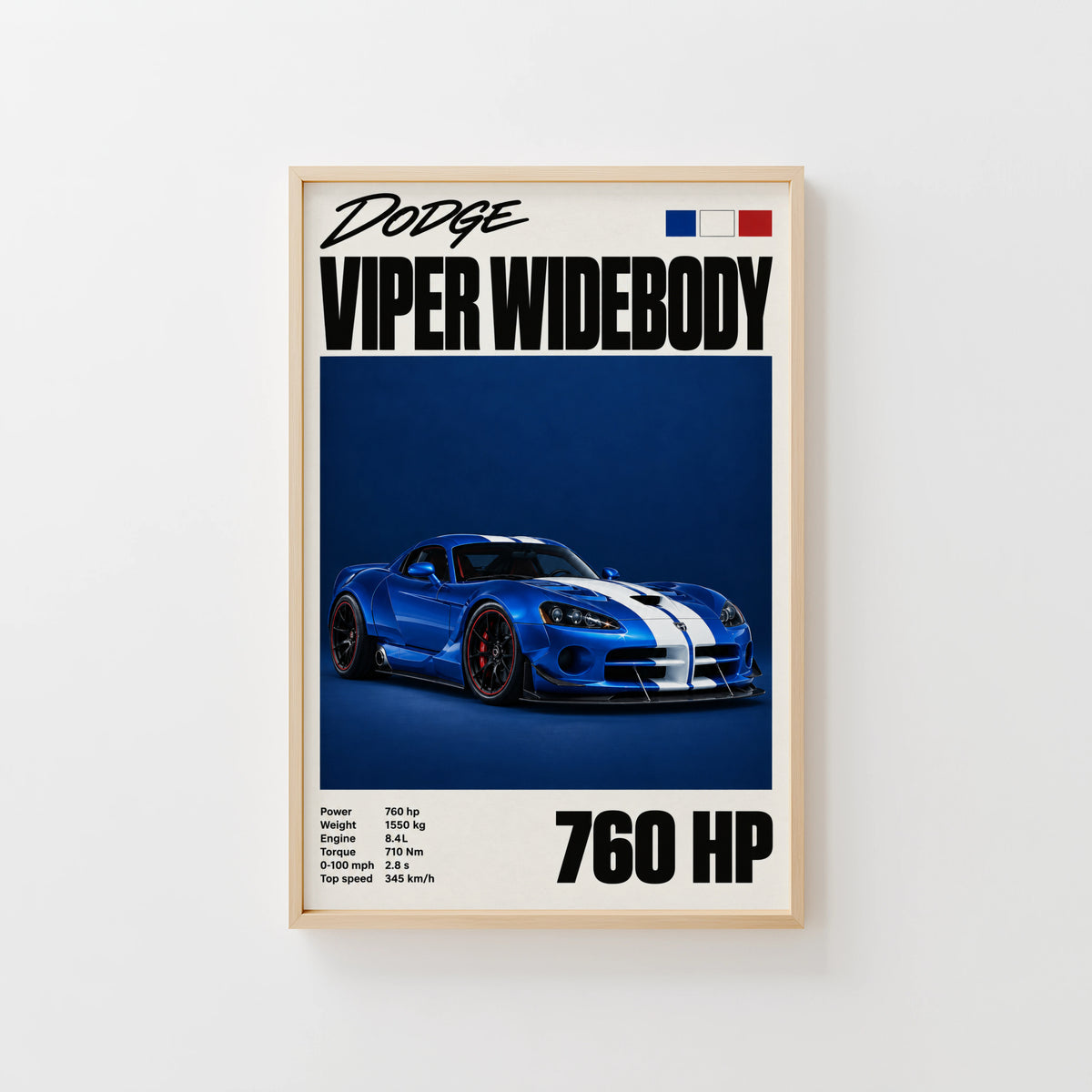 Vintage Dodge Viper Print, Car Wall Art