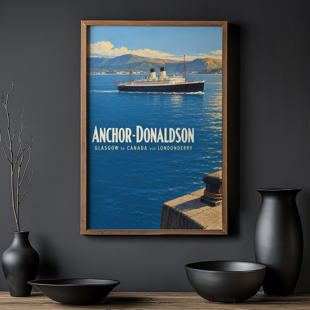 Vintage Ocean Liner Poster, Glasgow Canada Wall Art Print