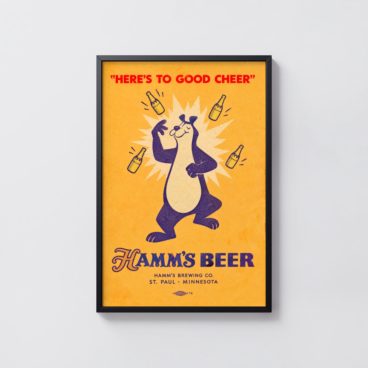 Vintage Hamm's Beer Bear Print, Brewery Poster, Bar Decor