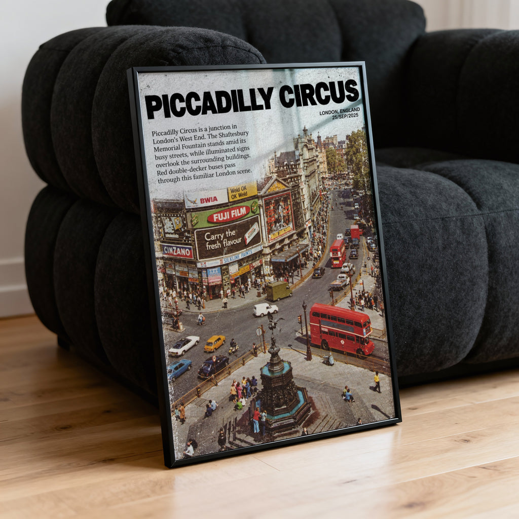 Vintage Piccadilly Circus London Poster, Retro Wall Art