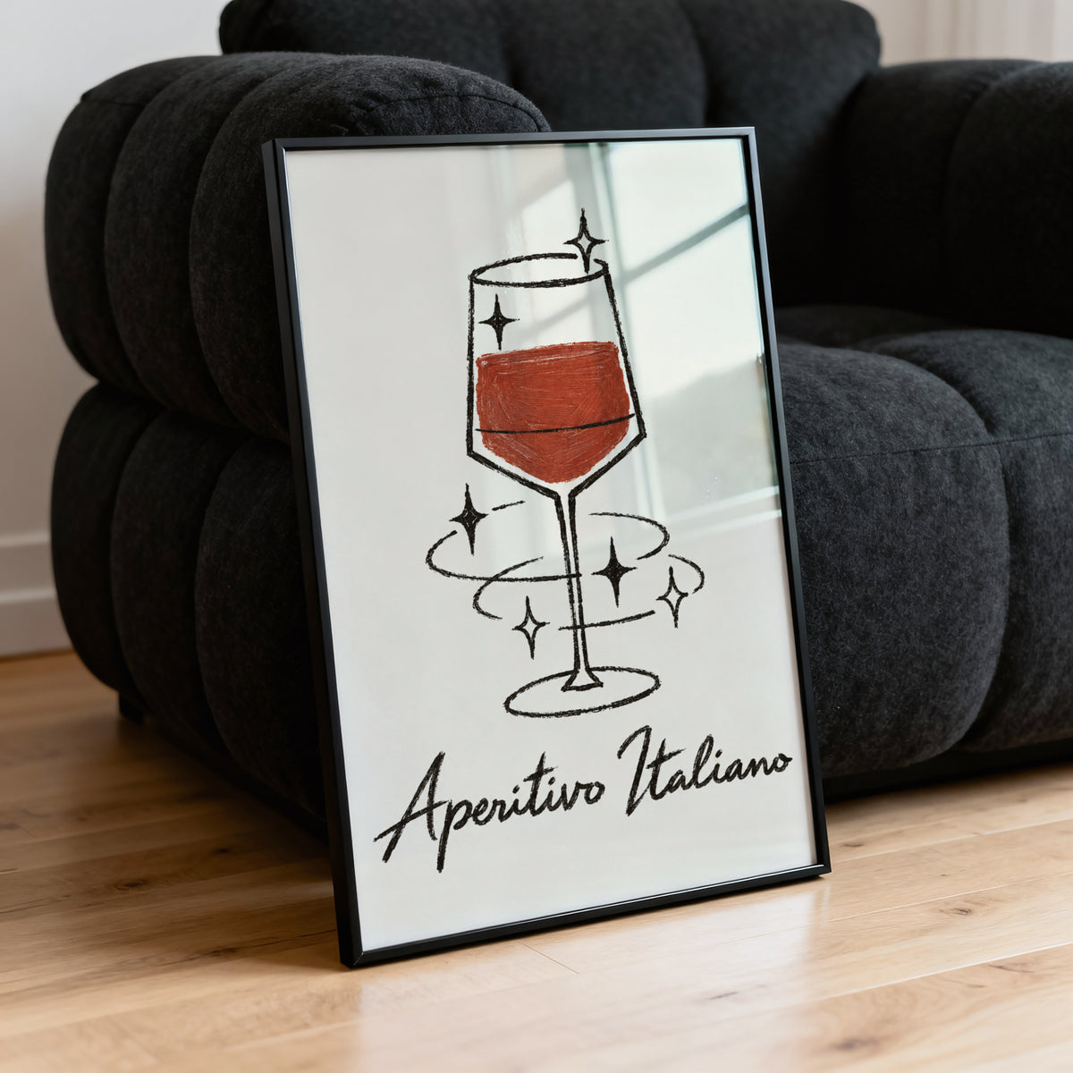 Vintage Aperitivo Italiano Print Poster, Red Wine Glass