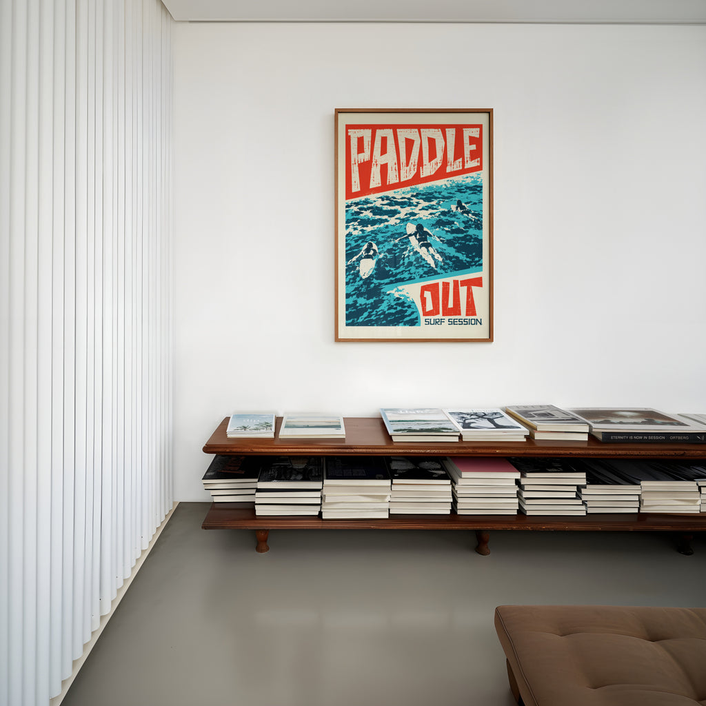 Vintage Paddle Out Surf Print, Surf Poster