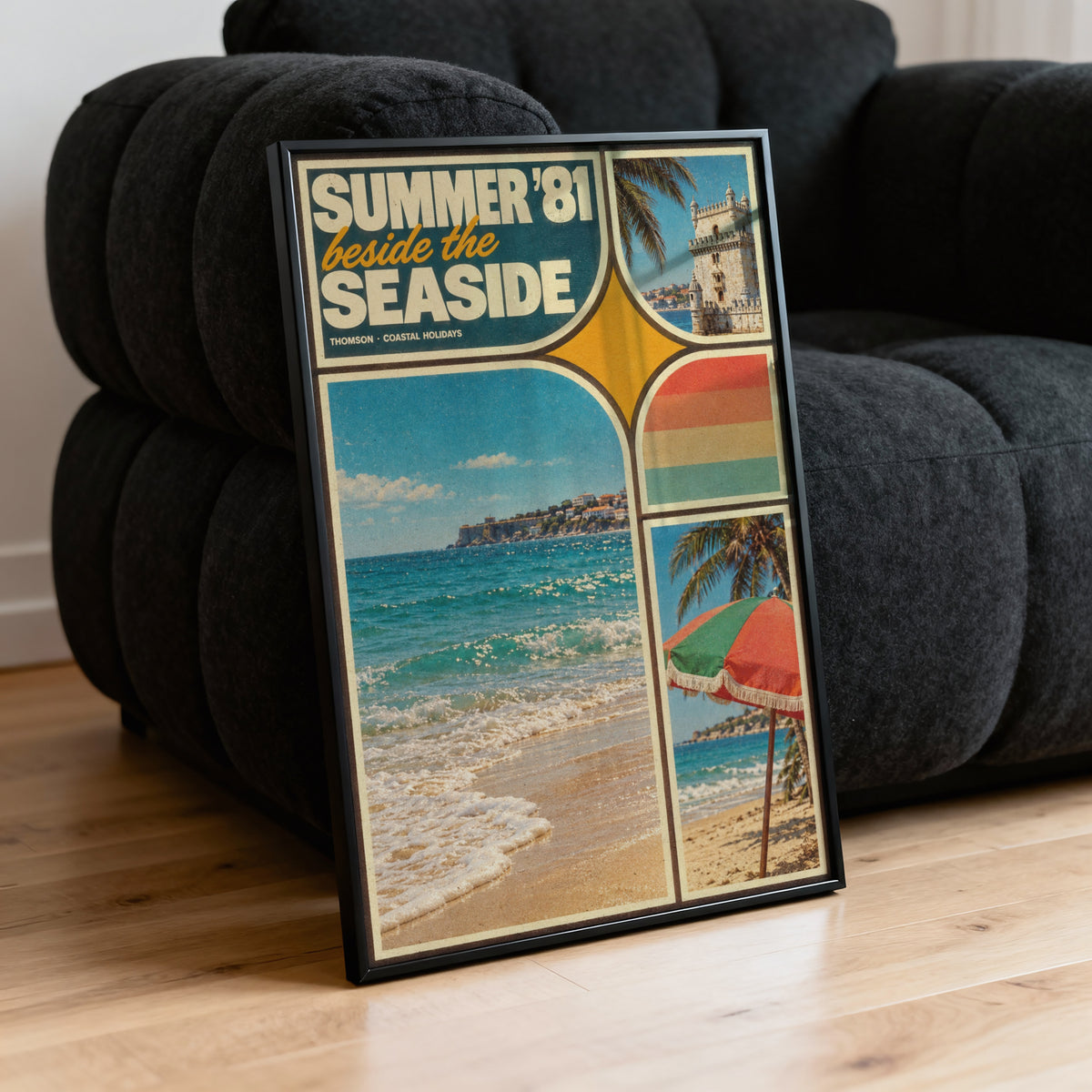 Vintage Seaside Holiday Poster, Beach Wall Art, Retro Print