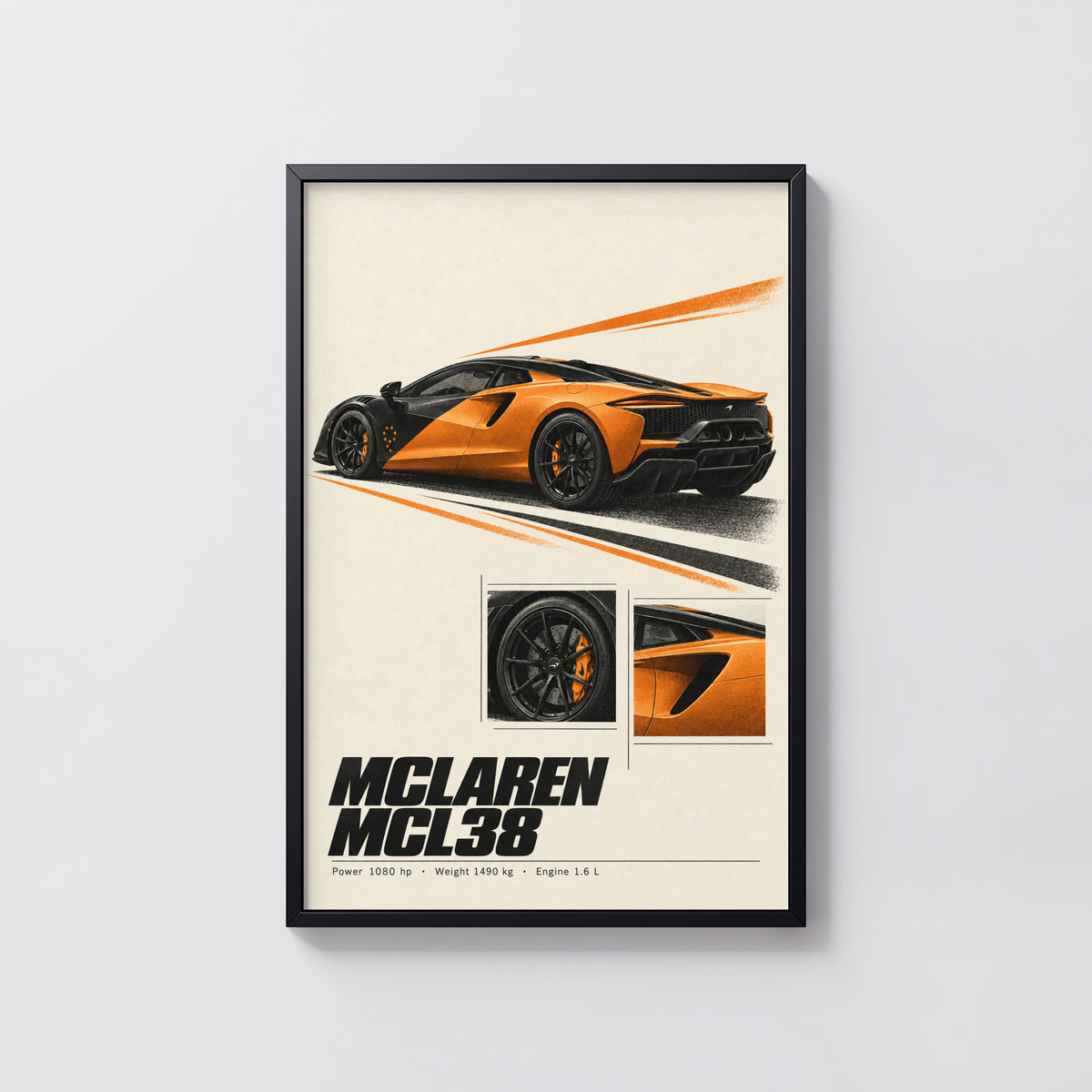 Vintage McLaren Car Print, Supercar Wall Art