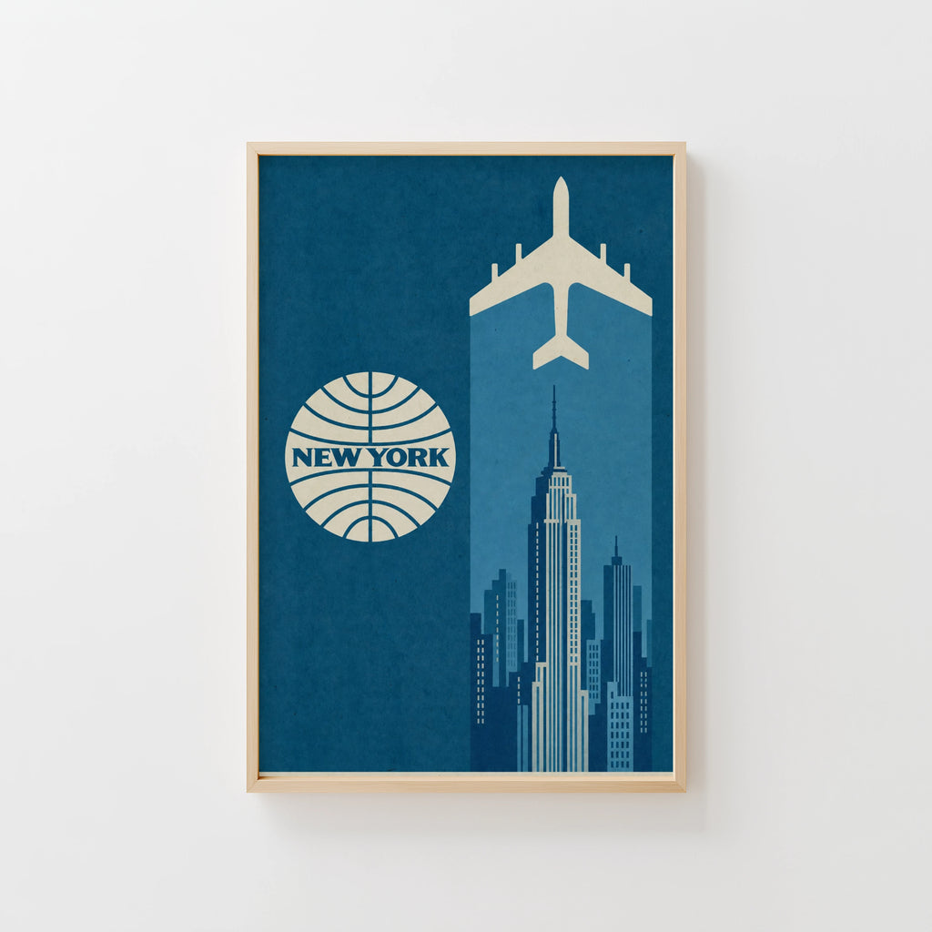 Vintage New York Poster, Skyline Wall Art, Retro Print