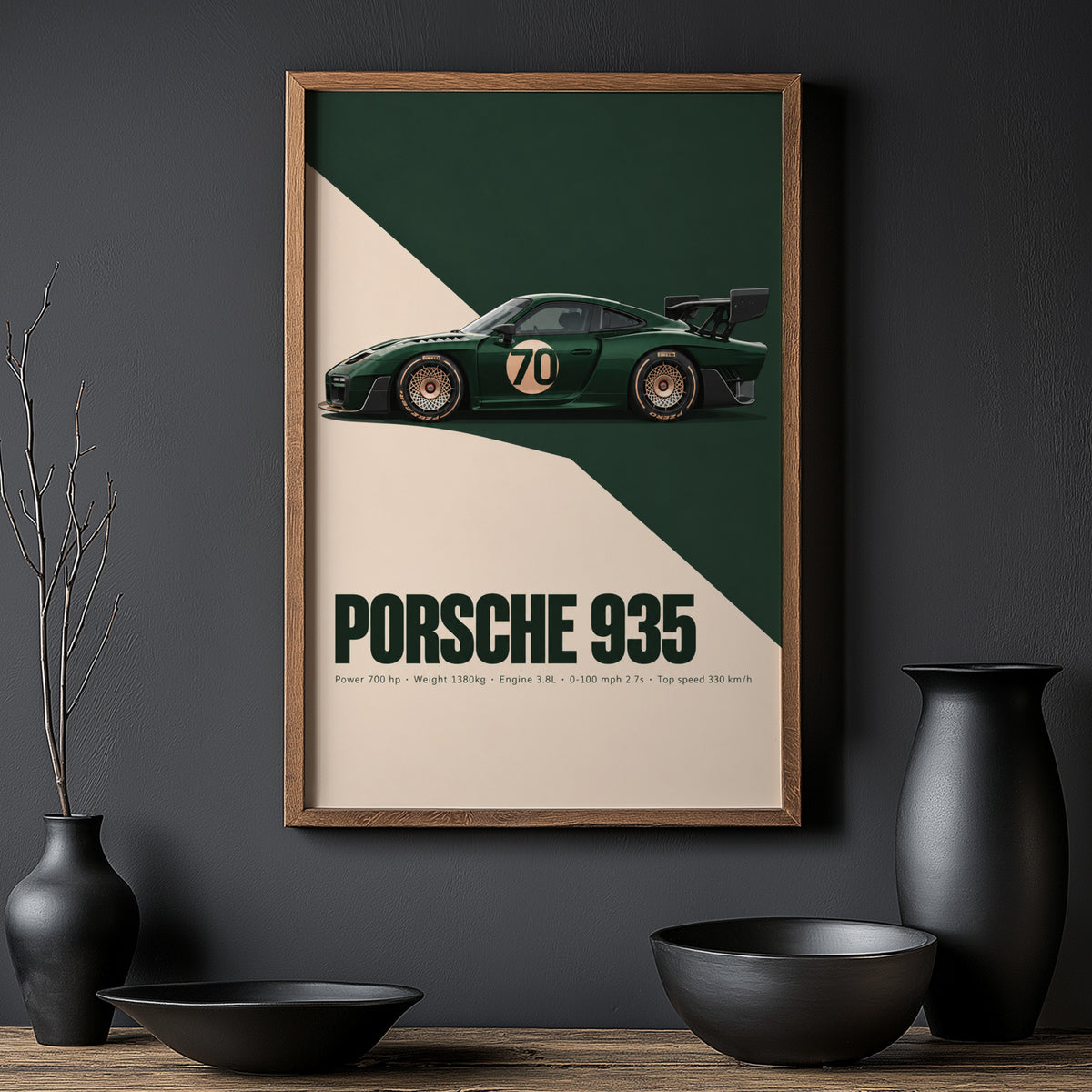 Vintage Porsche 935 Print, Racing Car Wall Art