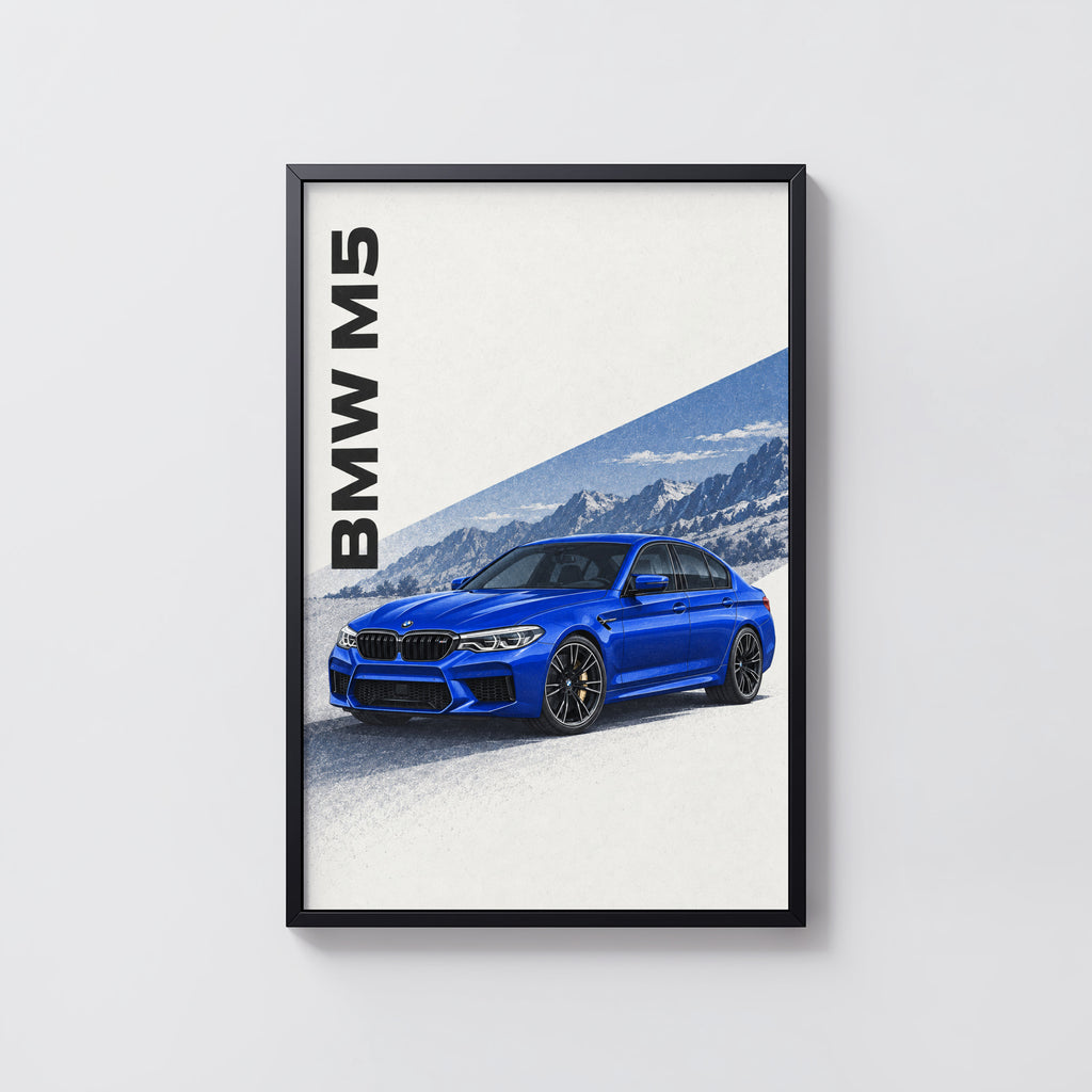 Vintage BMW M5 Print, Blue Car Wall Art