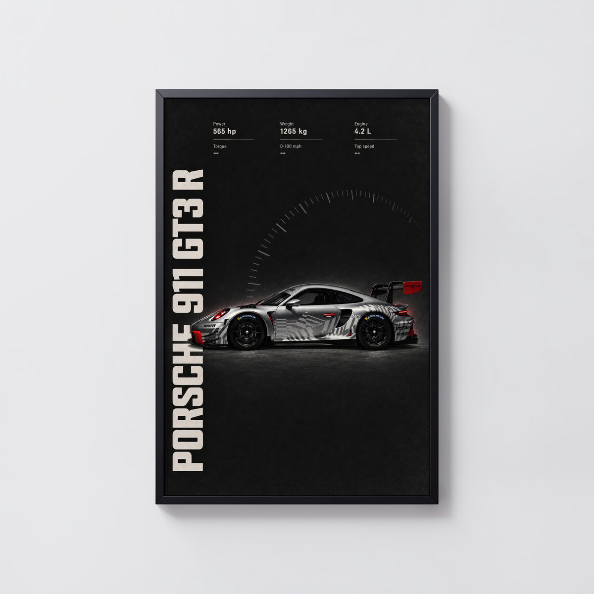 Vintage Porsche 911 GT3 R Racing Car Print