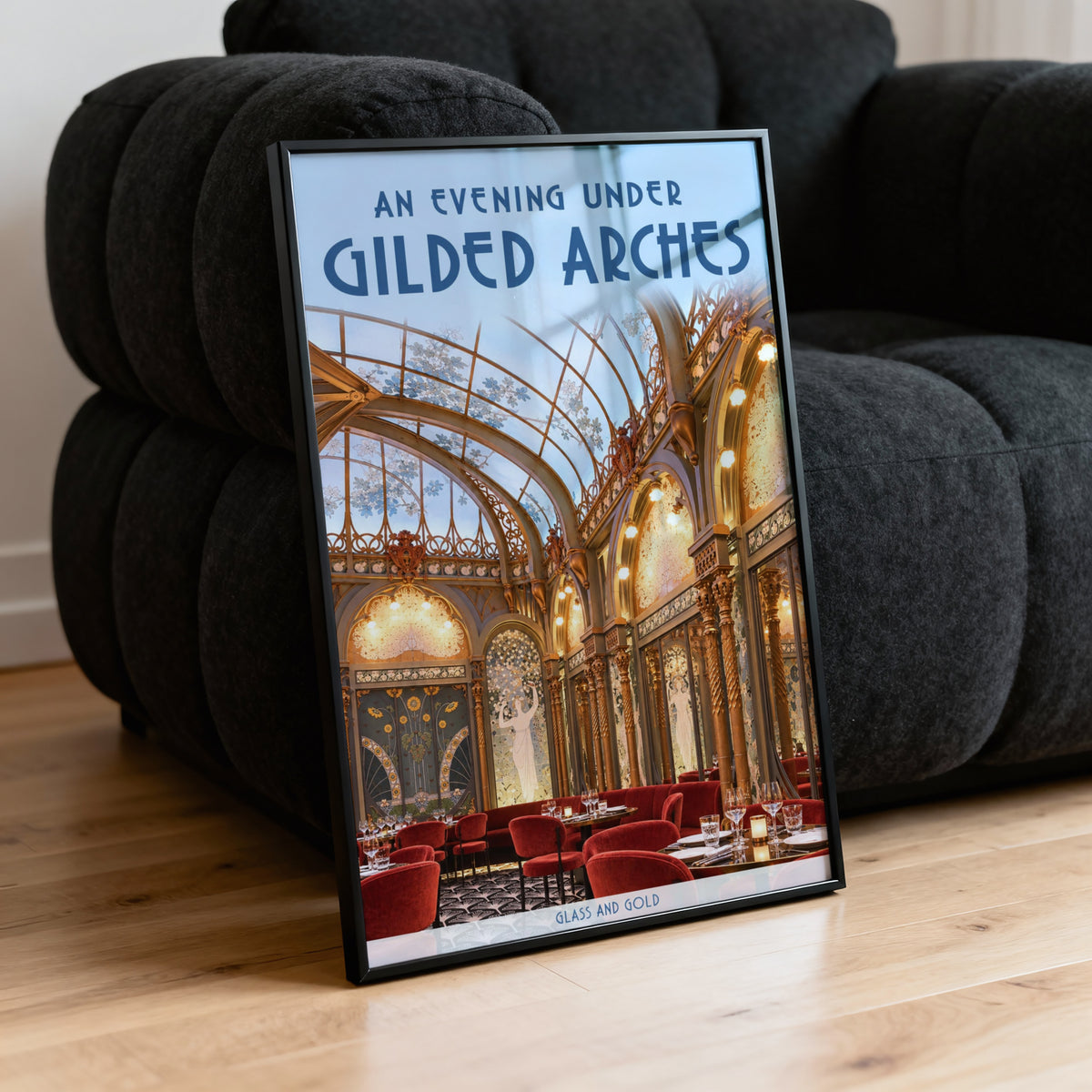 Vintage Art Deco Restaurant Poster, Gilded Arches Wall Art