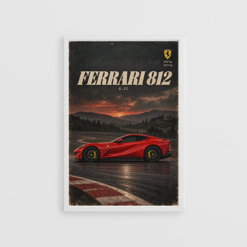 Vintage Ferrari 812 Print, Supercar Wall Art