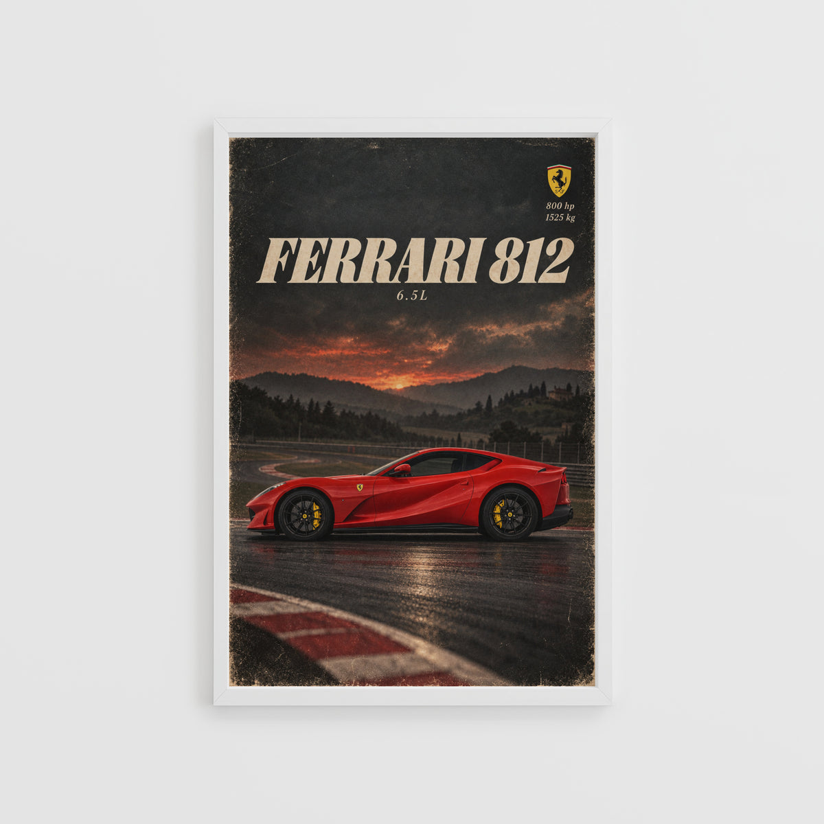Vintage Ferrari 812 Print, Supercar Wall Art