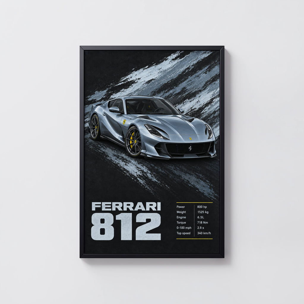 Vintage Ferrari 812 Print, Supercar Wall Art