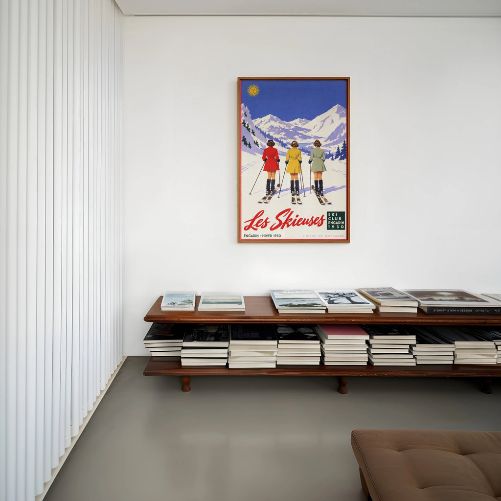 Vintage 1930 Les Skieuses Engadin Ski Print, Poster