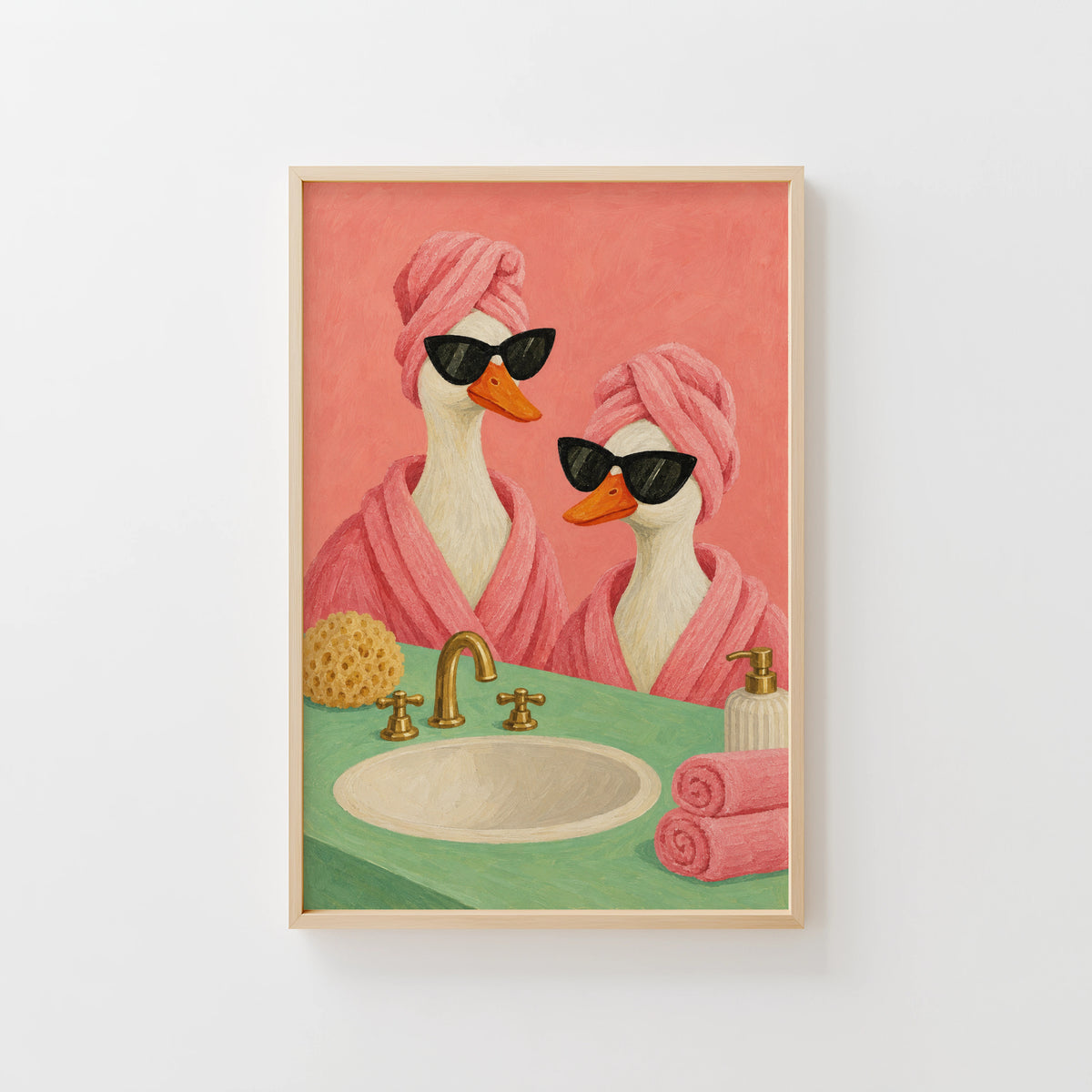 Vintage Bathroom Duck Print and Poster, Funny Wall Art