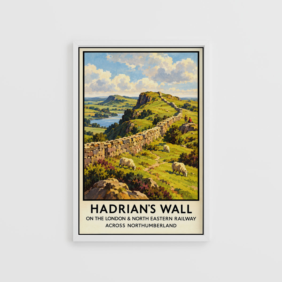 Vintage Hadrian's Wall Print Poster, Northumberland