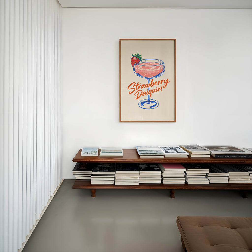 Vintage Strawberry Daiquiri Print Poster, Cocktail Wall Art