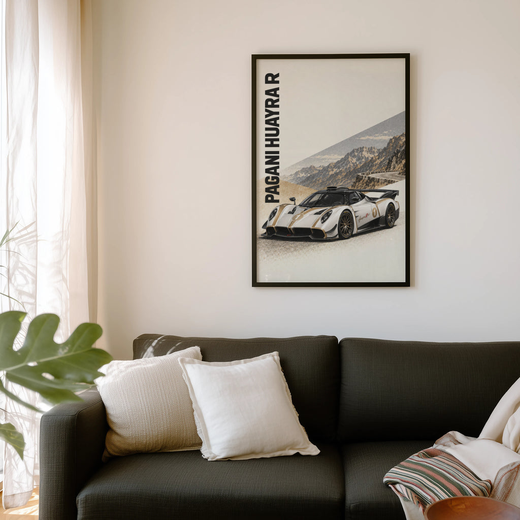 Vintage Pagani Huayra R Print, Car Poster, Wall Art