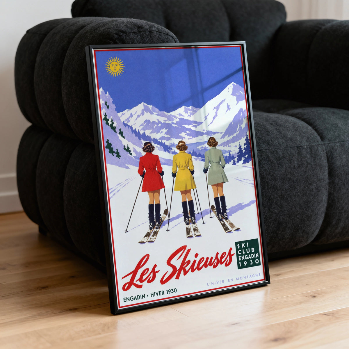 Vintage 1930 Les Skieuses Engadin Ski Print, Poster