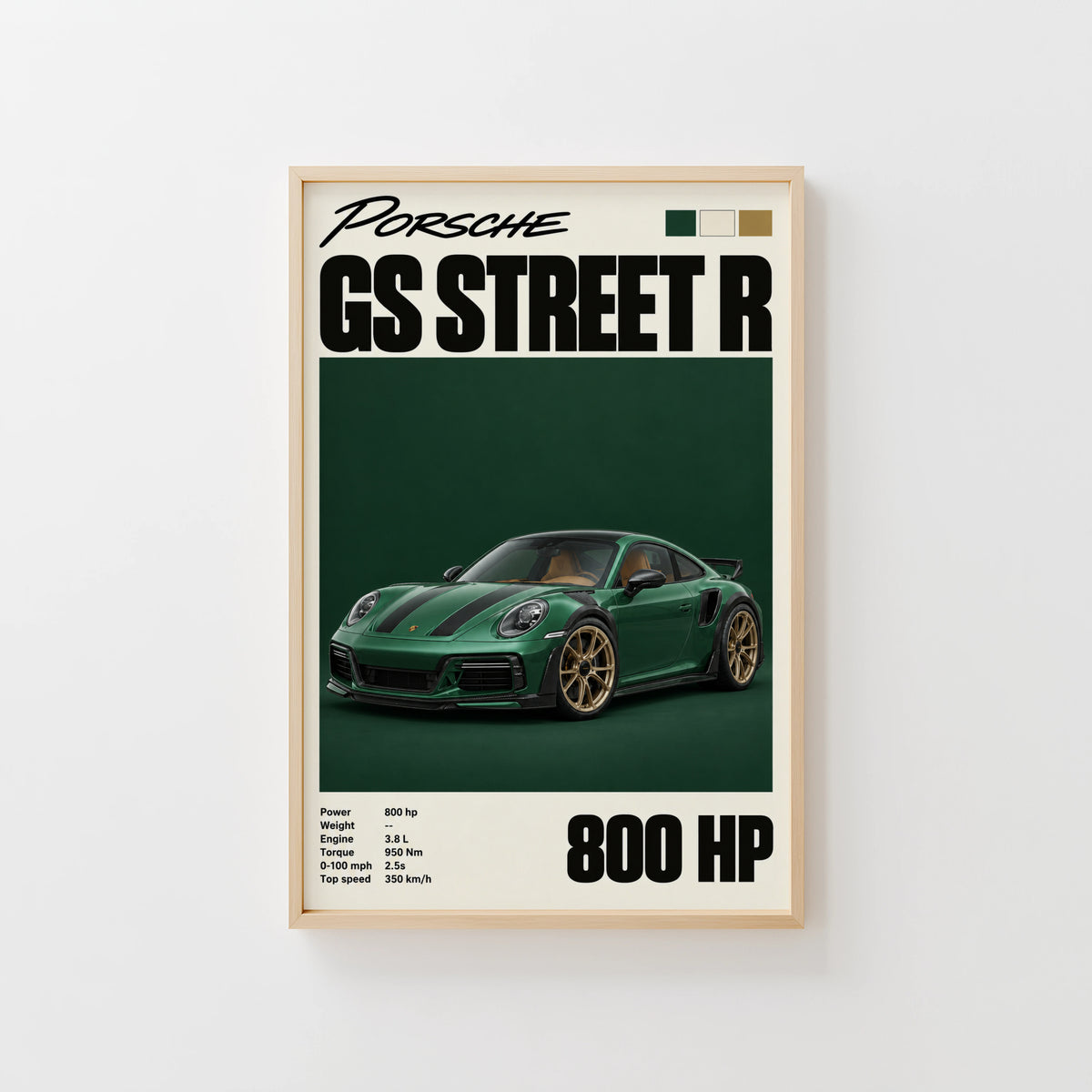 Vintage Porsche GS Street R Print, Car Wall Art