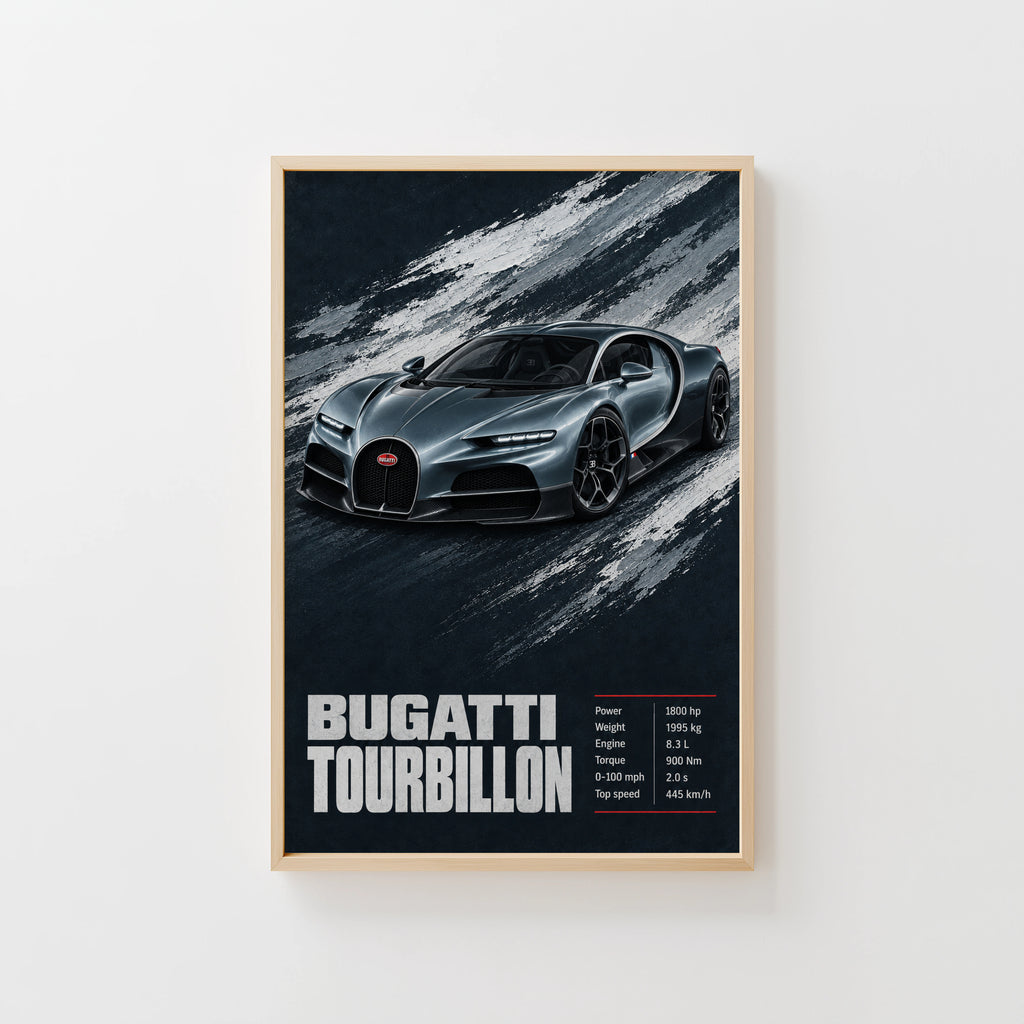 Vintage Bugatti Tourbillon Print, Supercar Wall Art