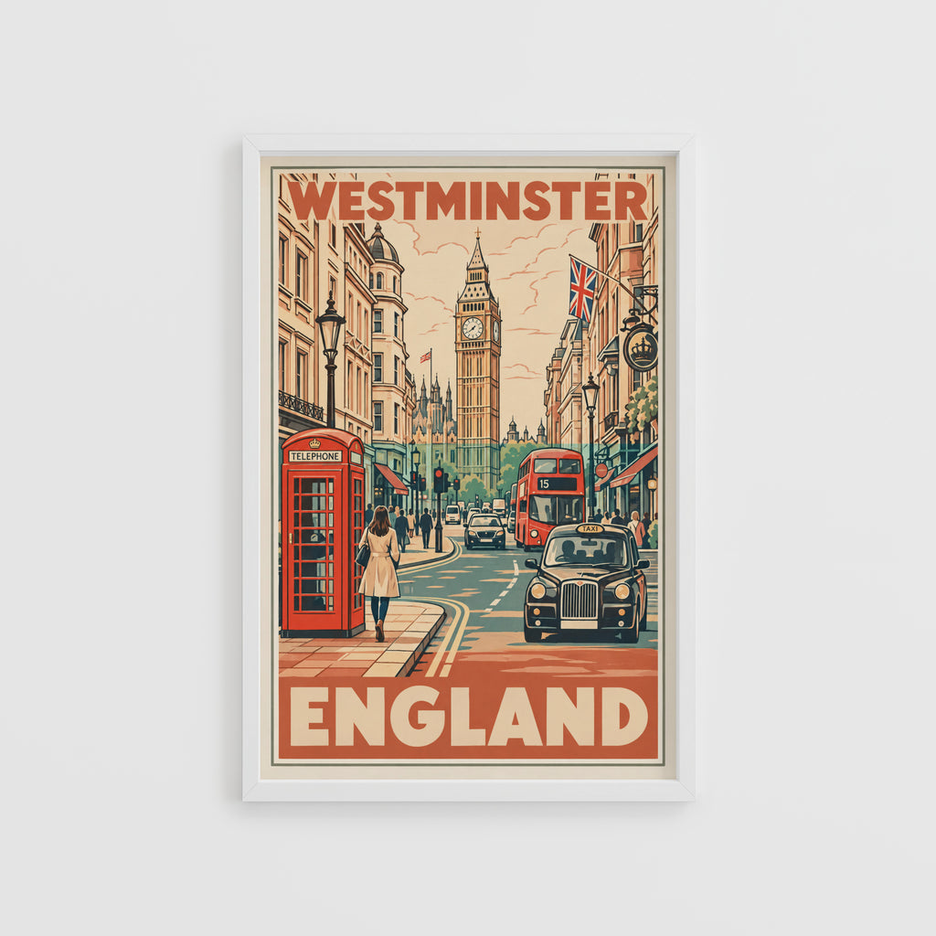 Vintage Westminster London Poster, England Wall Art Print