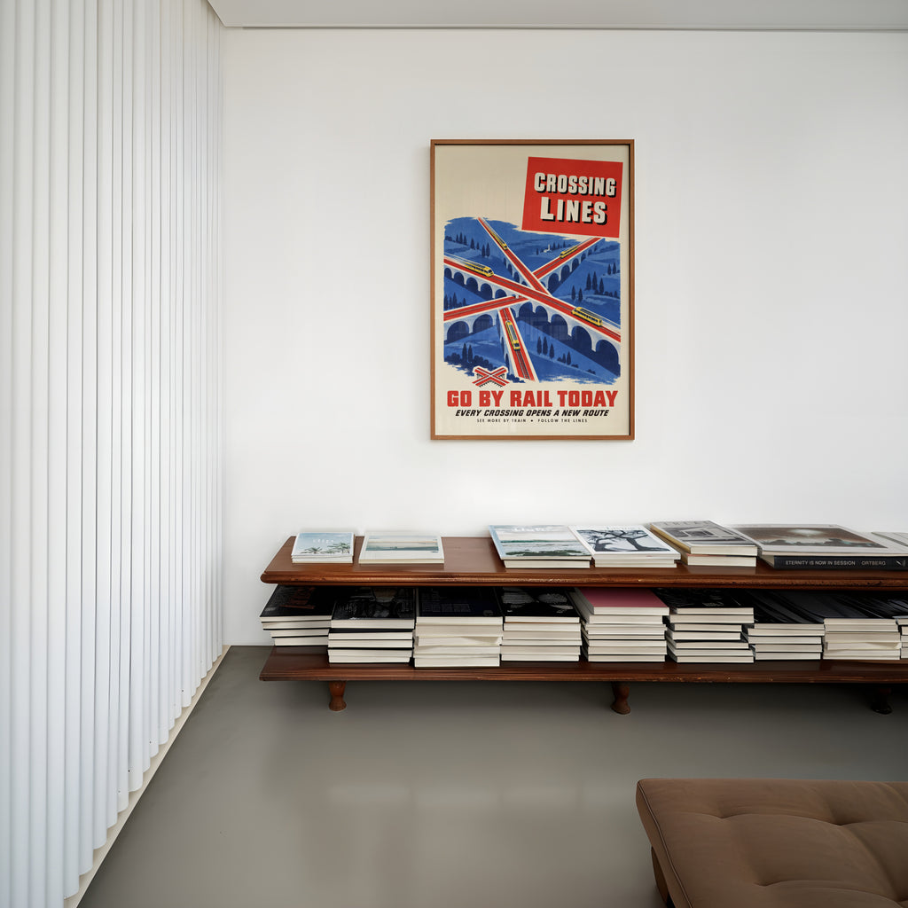 Vintage Train Print Poster, Railway Viaduct Wall Art