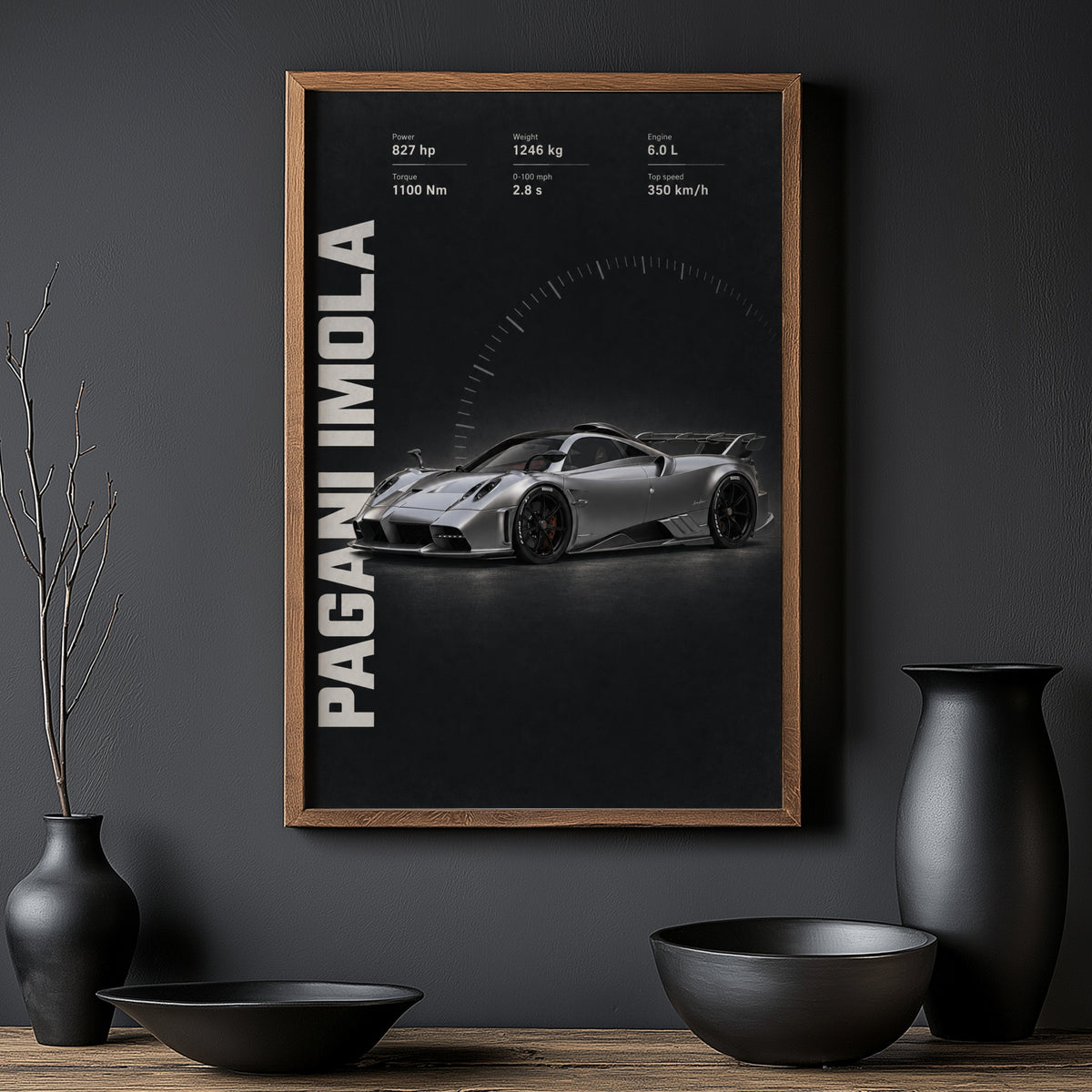 Vintage Pagani Imola Print, Supercar Wall Art