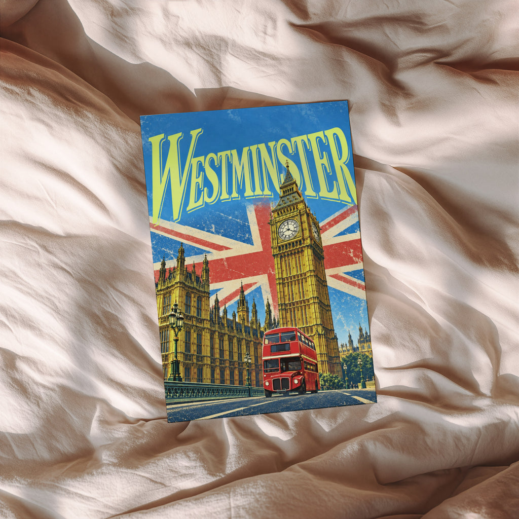 Vintage Westminster London Poster, Big Ben Wall Art Print