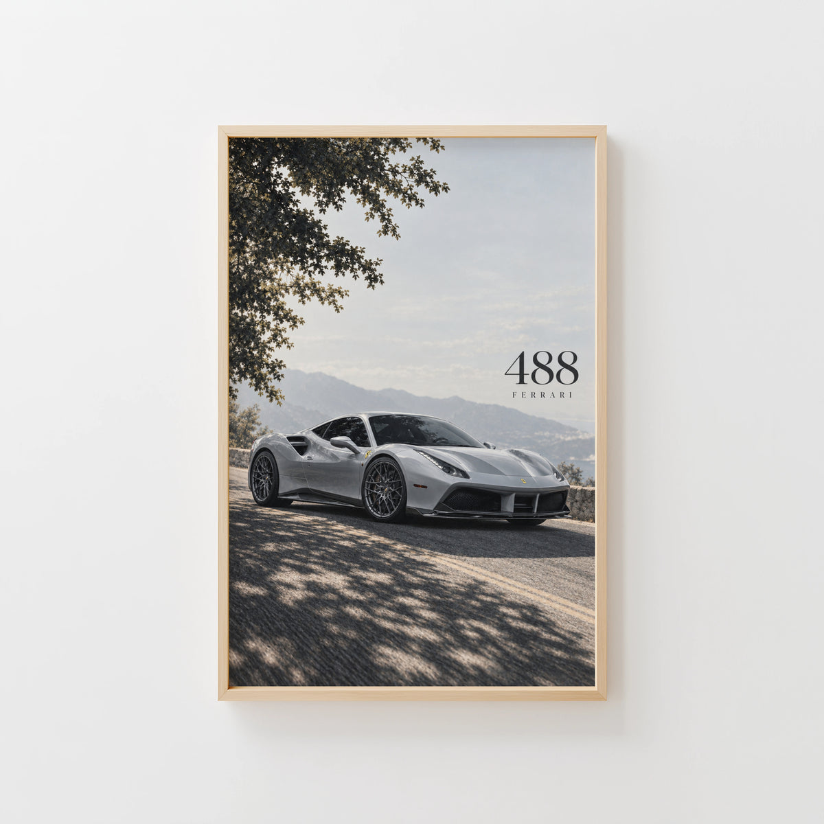 Vintage Ferrari 488 Print, Car Poster, Supercar Wall Art