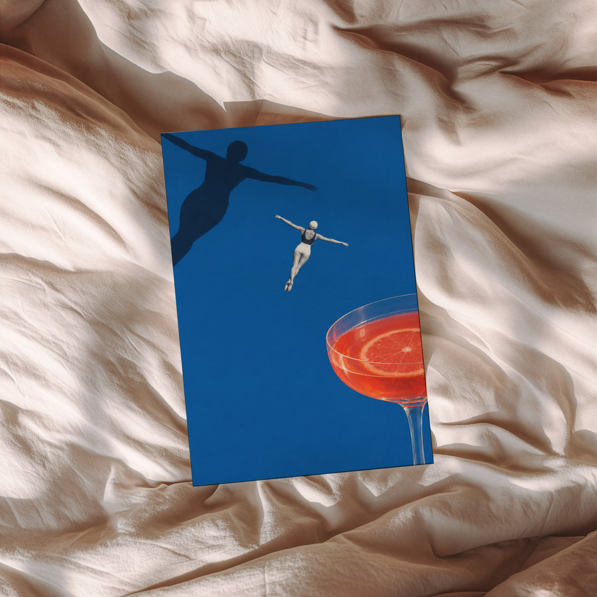 Vintage Cocktail Print Poster, Retro Swimmer Wall Art