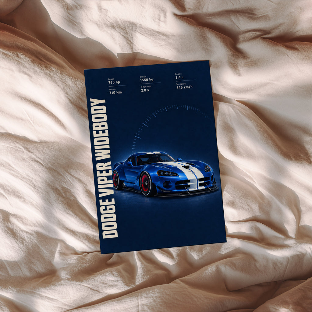 Vintage Dodge Viper Widebody Print, Car Wall Art