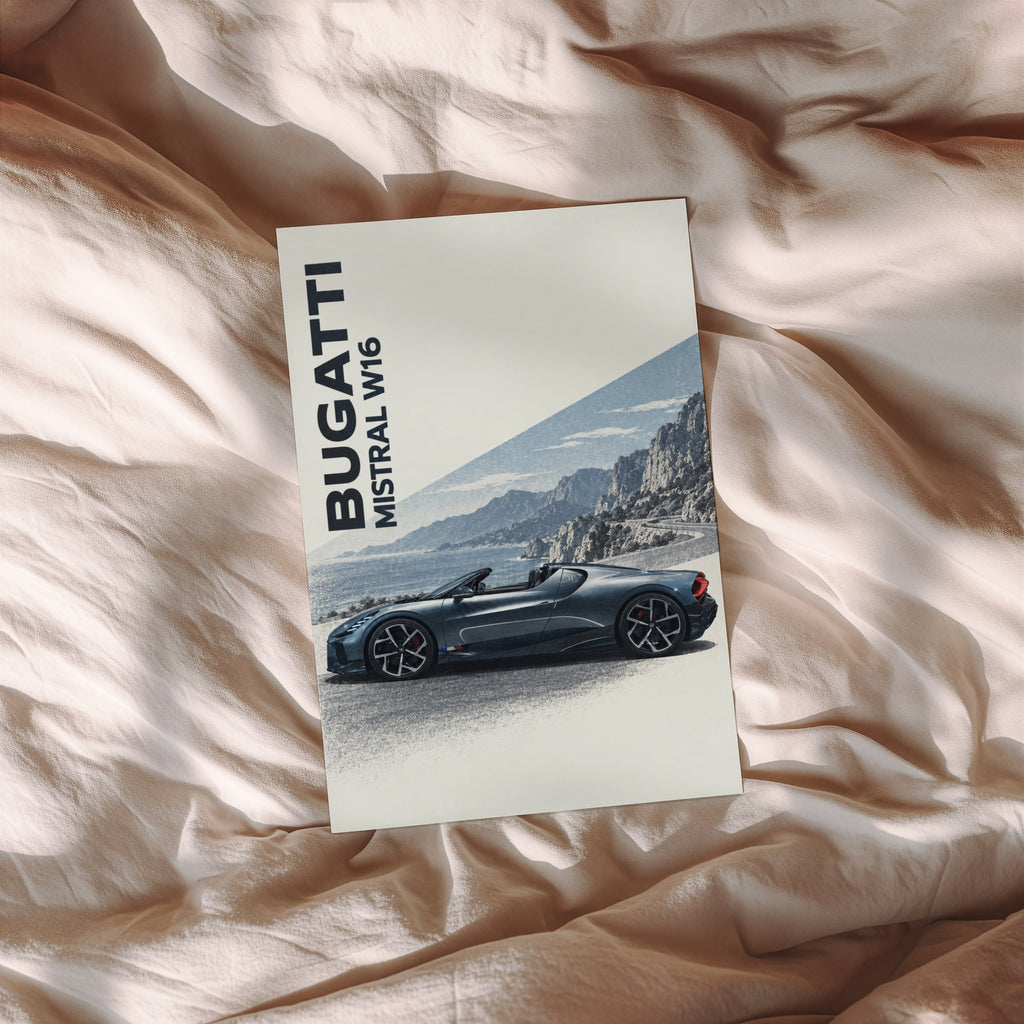 Vintage Bugatti Print, Supercar Wall Art