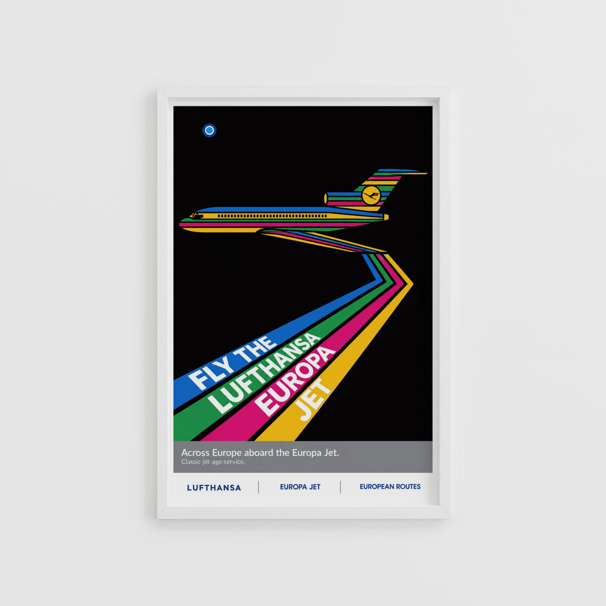 Vintage Lufthansa Jet Poster, Retro Aviation Wall Art Print