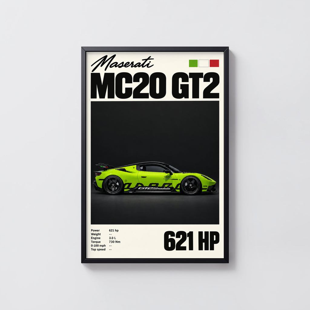 Vintage Maserati MC20 GT2 Print, Car Wall Art