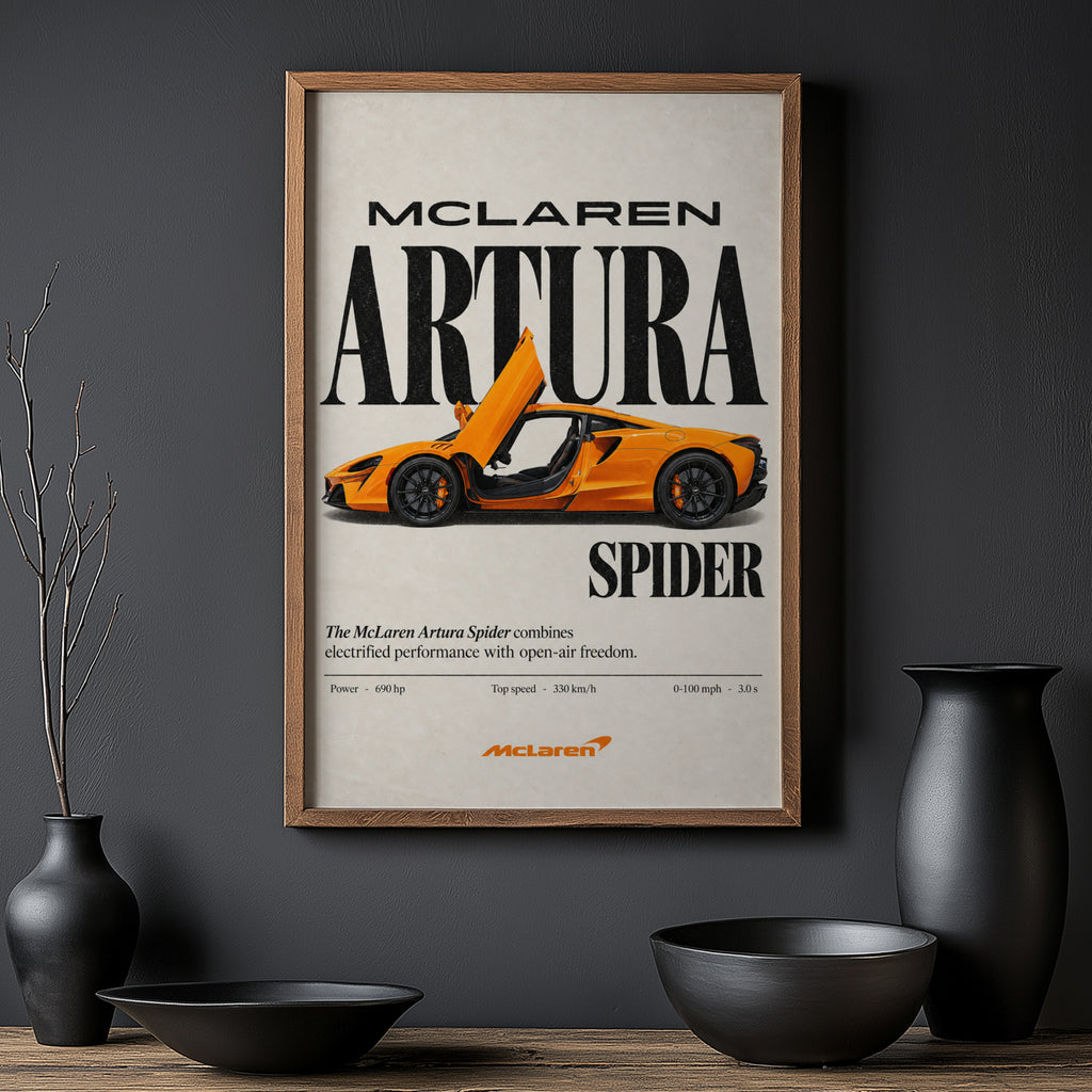 Vintage McLaren Artura Spider Print, Supercar Art