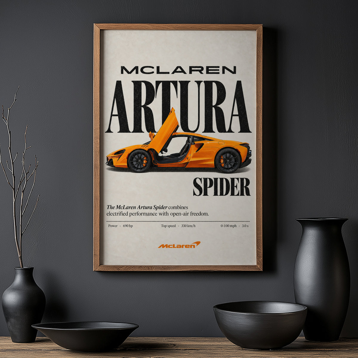Vintage McLaren Artura Spider Print, Supercar Art