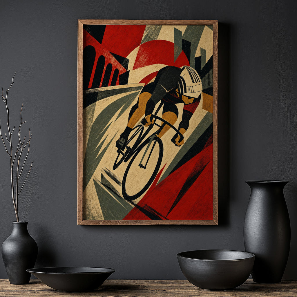 Vintage Cyclist Poster, Art Deco Wall Art, Cycling Print