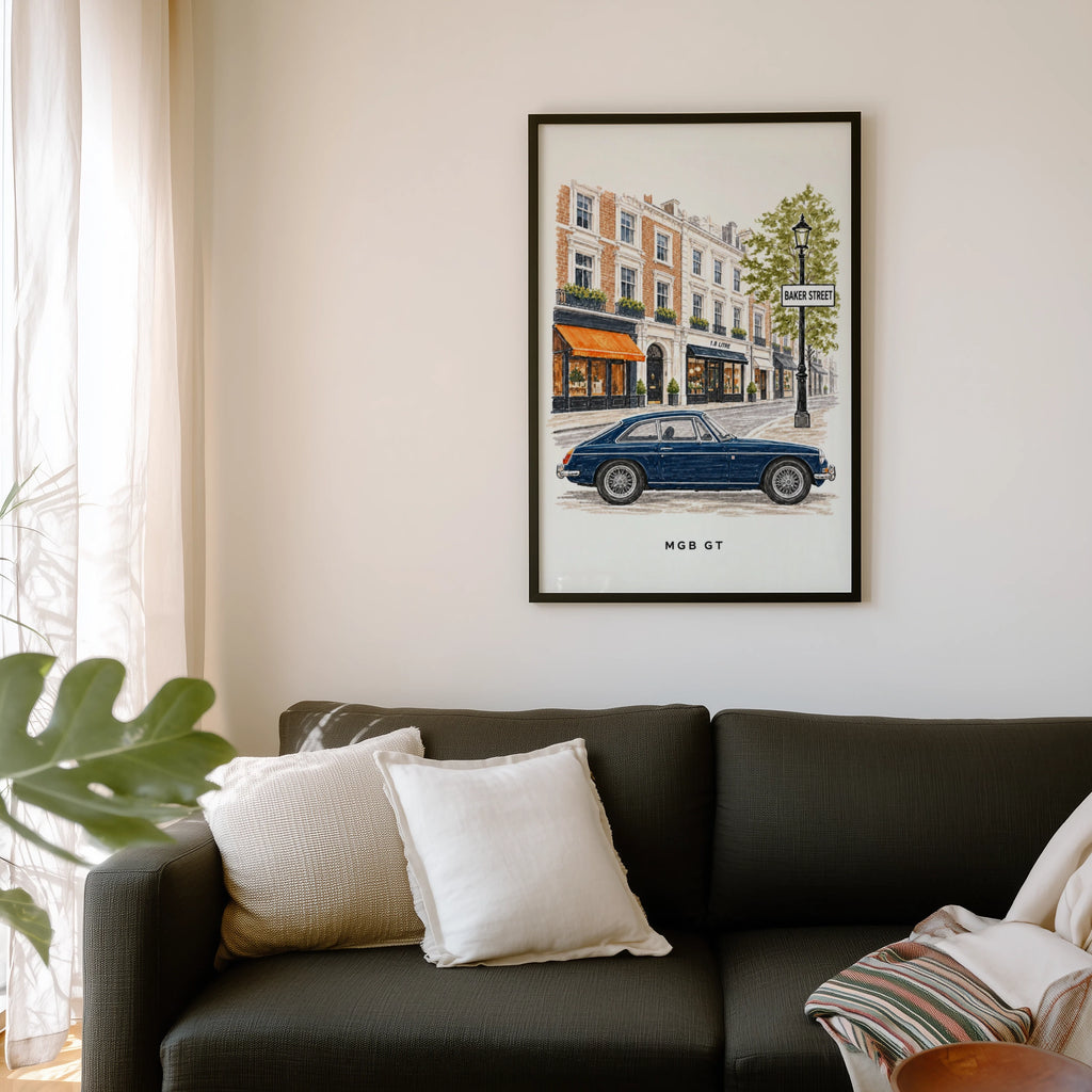 Vintage MGB GT Baker Street London Wall Art Print
