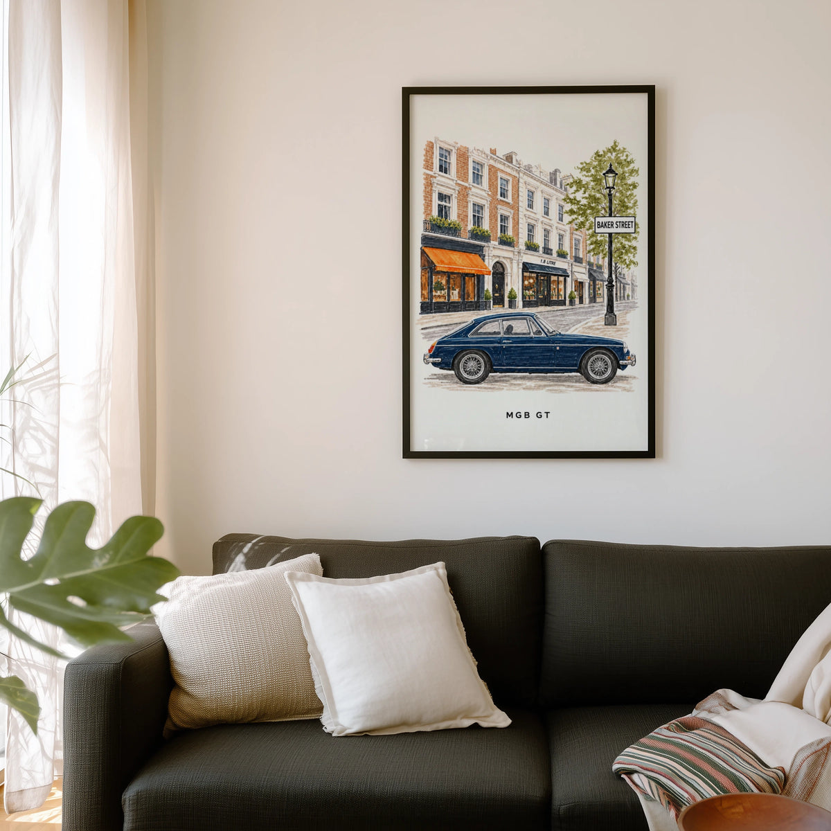 Vintage MGB GT Baker Street London Wall Art Print