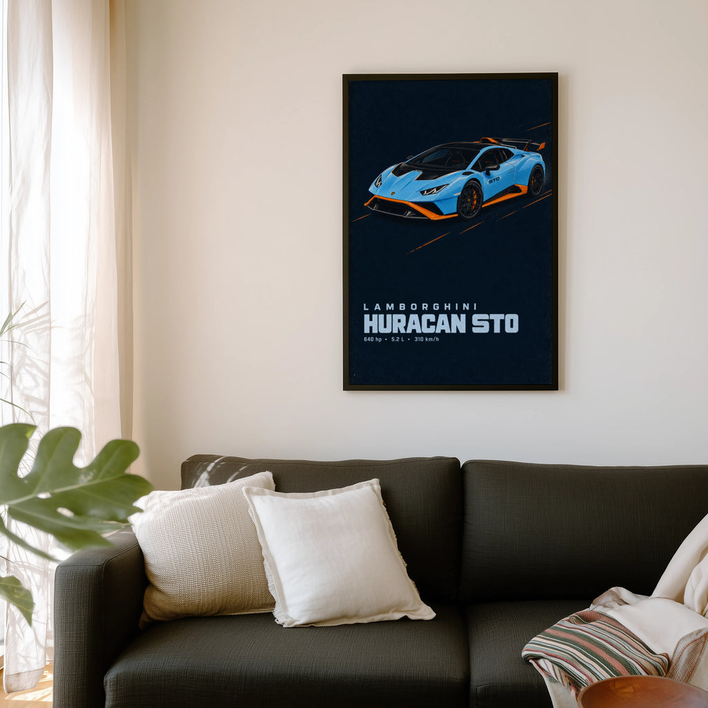 Vintage Lamborghini Huracan STO Print Car Art
