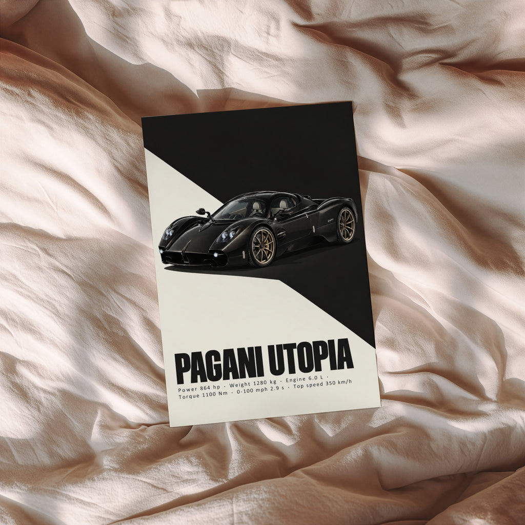 Vintage Pagani Utopia Print, Supercar Wall Art