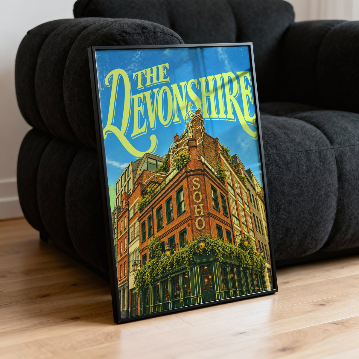 Vintage Soho London Poster, Devonshire Pub Wall Art Print