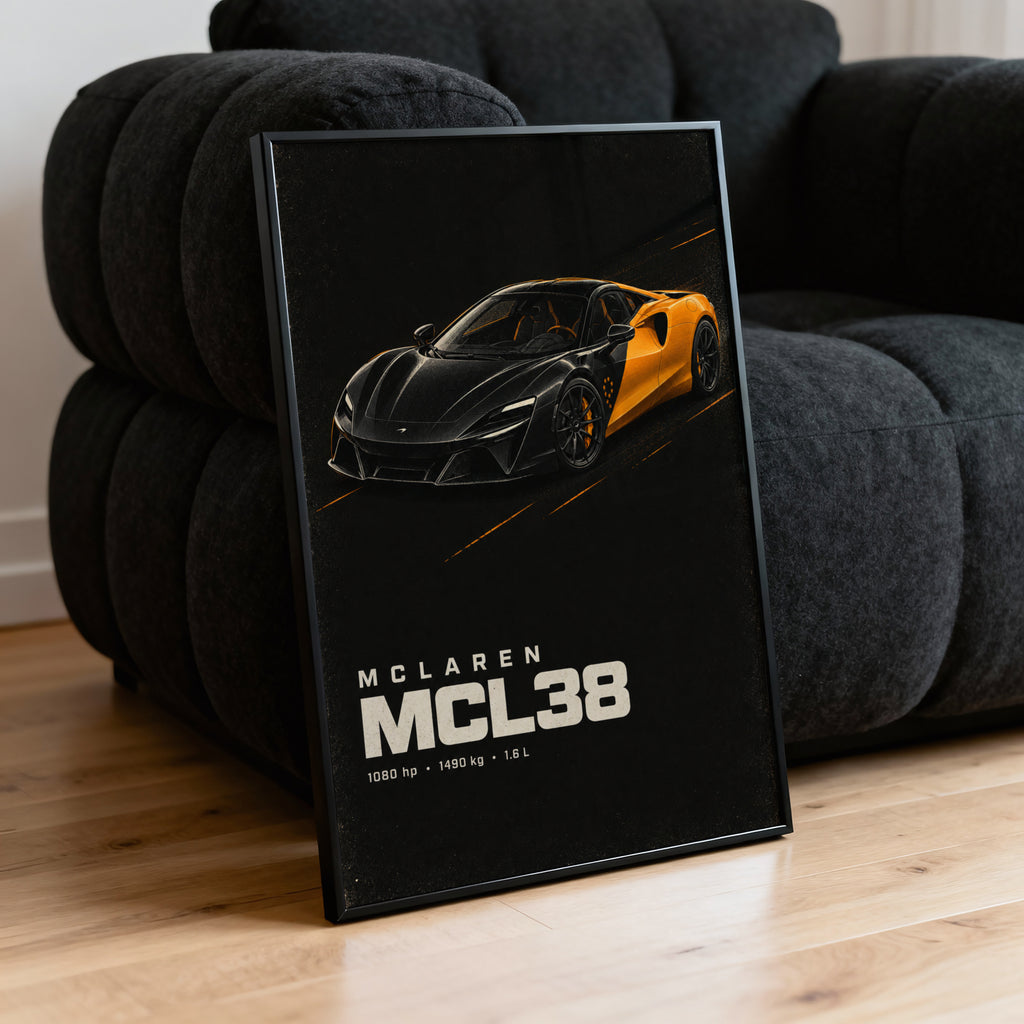 Vintage McLaren MCL38 Print, Supercar Wall Art