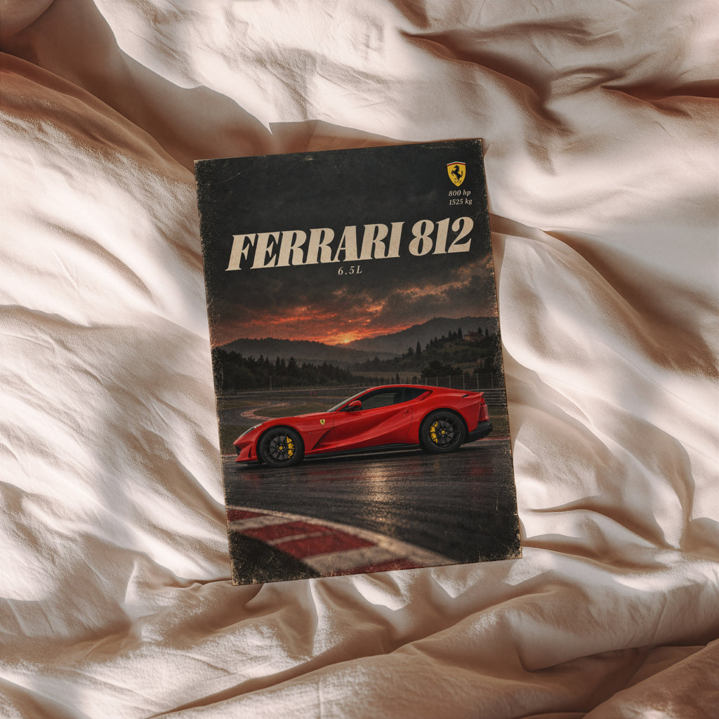 Vintage Ferrari 812 Print, Supercar Wall Art