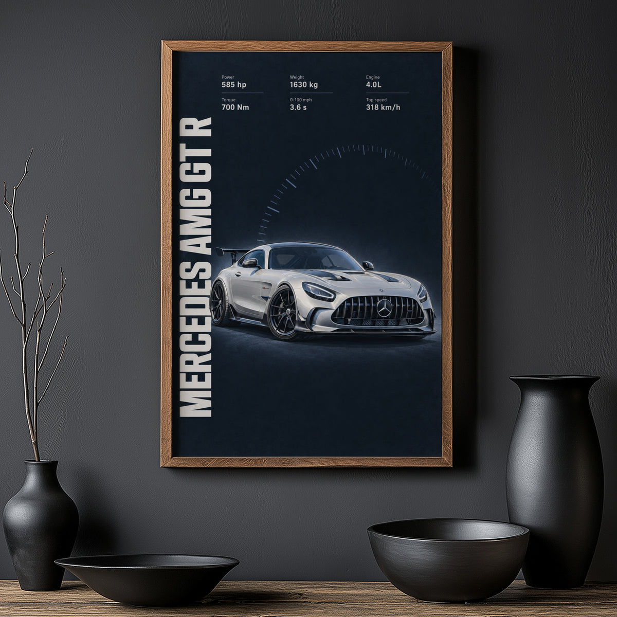Vintage Mercedes AMG GT R Print, Car Wall Art