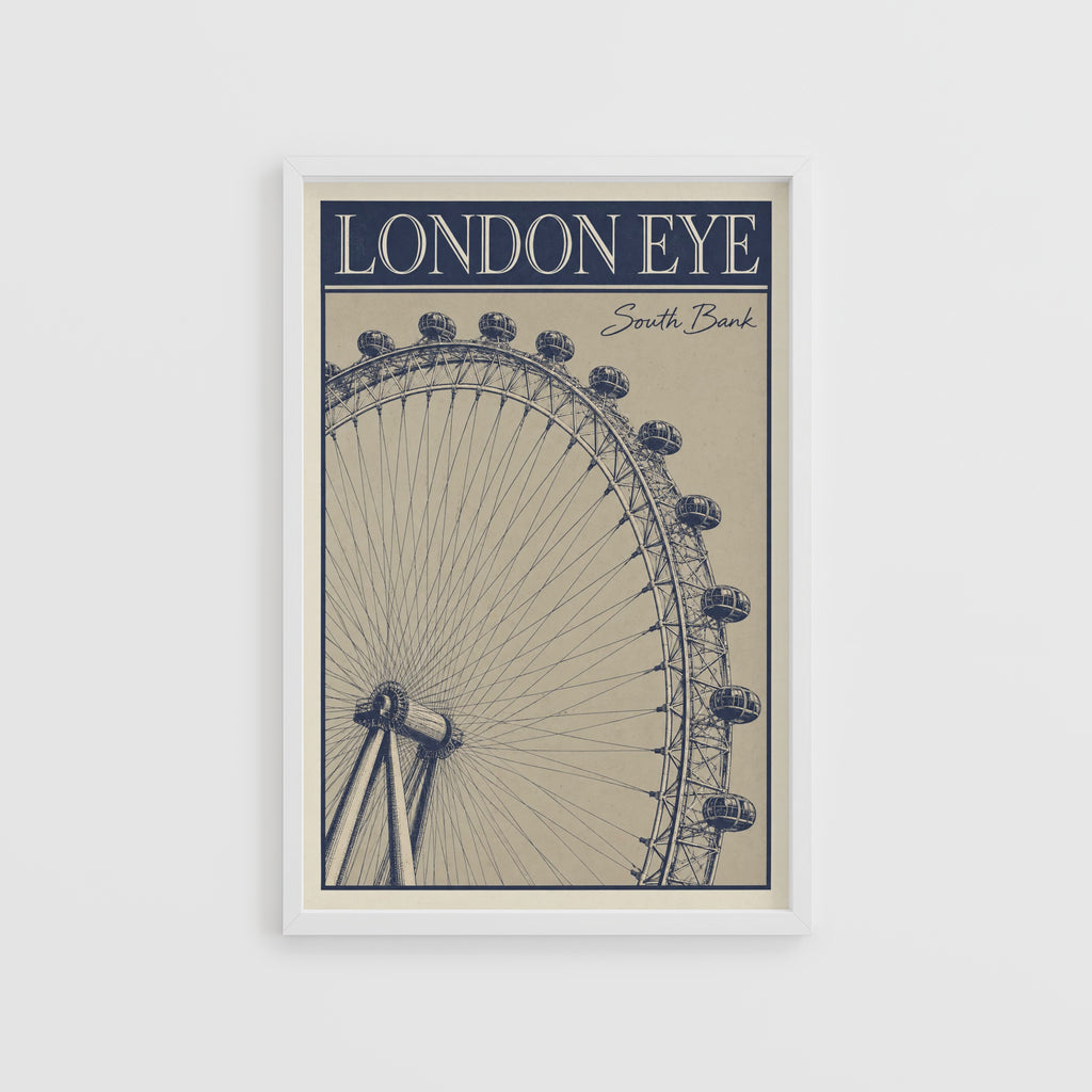Vintage London Eye Poster, South Bank Wall Art, Print